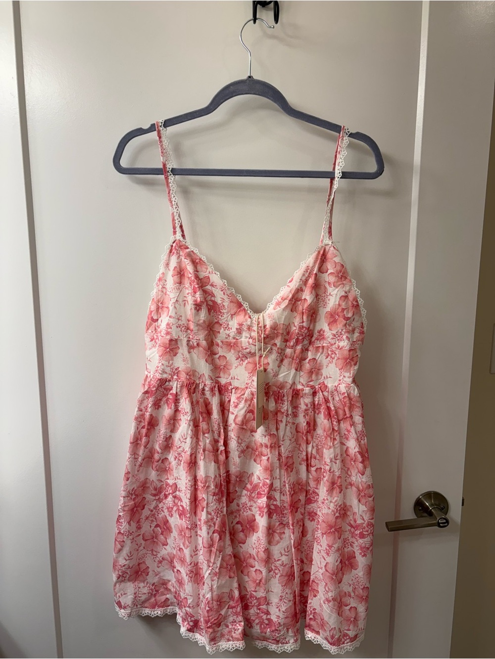 NWT ALTAR’D STATE Pink Floral Printed Lace Trim Sleeveless Dress SZ 2XL